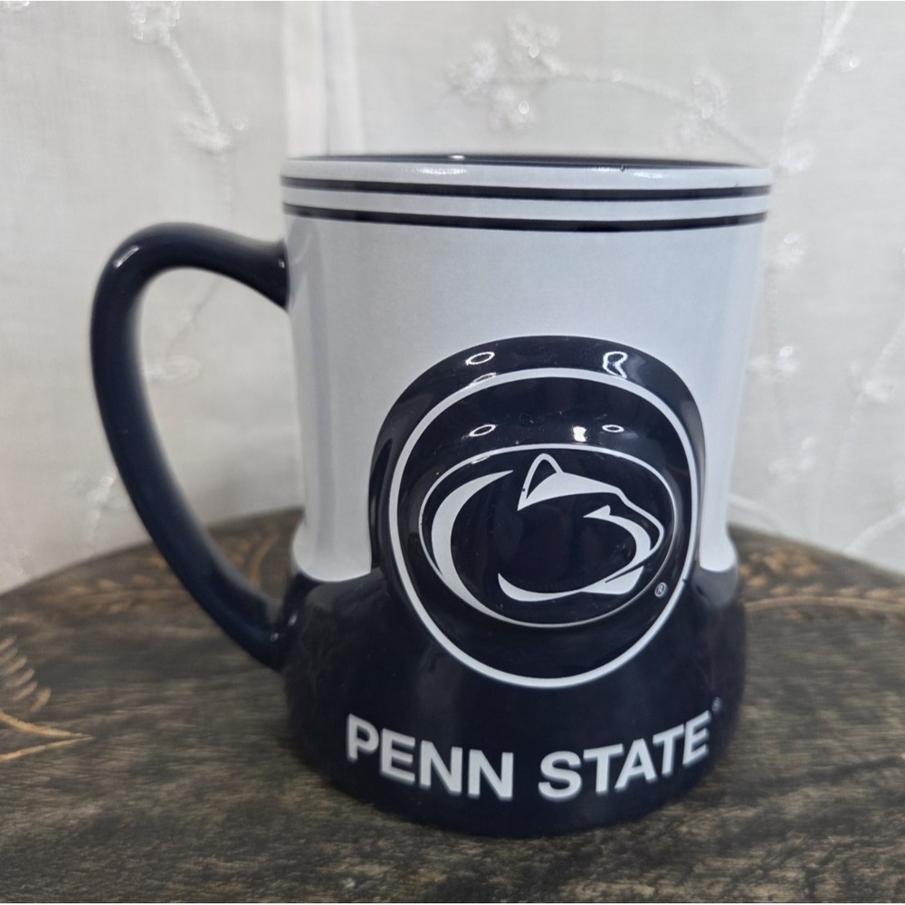 Penn State University   3D Lion Logo Blue White Mug Coffee Cup‎